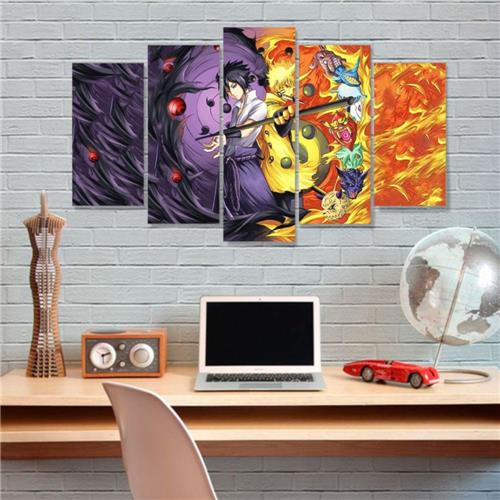 Quadro Decorativo Mosaico 5 peças Anime Naruto Kushina e Minato