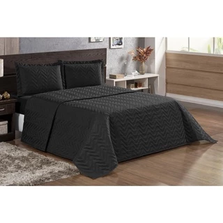 Cobre Leito Pratic Dupla Face Casal Queen 03 Peças - Preto