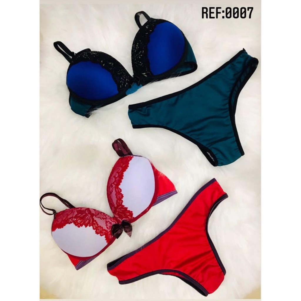 lingerie Kit C/10 conjuntos atacado revenda moda feminina com renda no ...