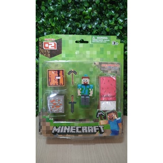 3 Bonecos minecraft 3 acessórios e 1 cubo - Cartela