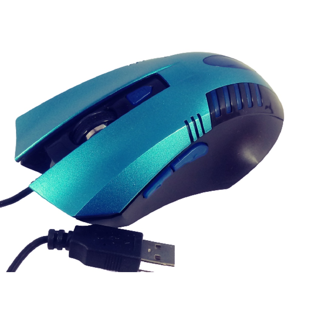 Mouse Azul Com Fio Usb e Led Azul 6 Botoes 1600 dpi | Shopee Brasil