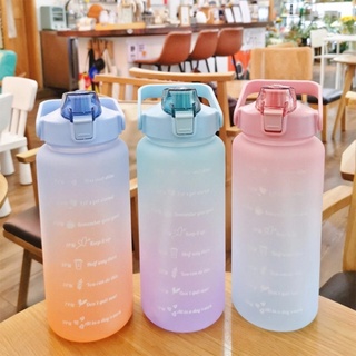 Garrafa Squeeze de água academia Com canudo 2 litros/2000ml/2L Motivacional Grande Capacidade portáteis Para Escritório