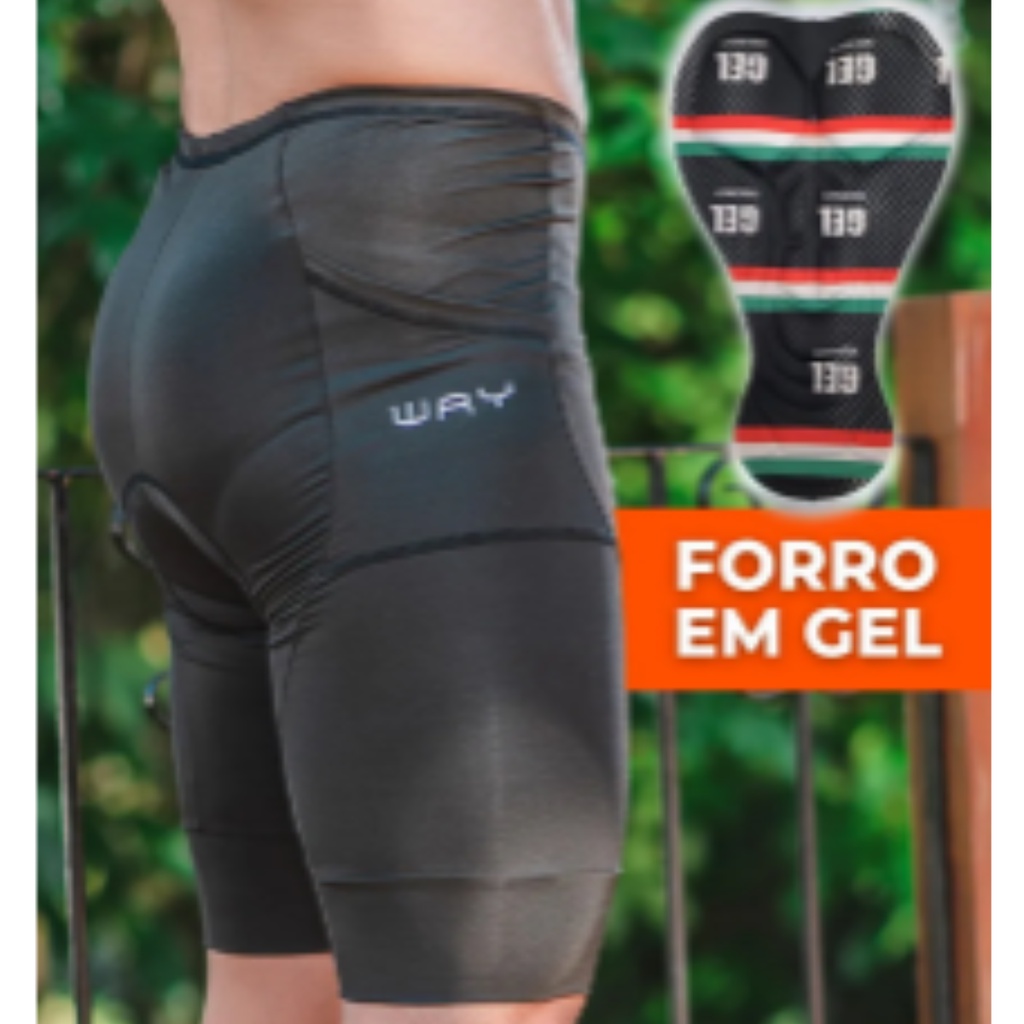 Short Ciclismo Masculina Forro em Gel Bermuda de Bike Ciclistas com Bolsos