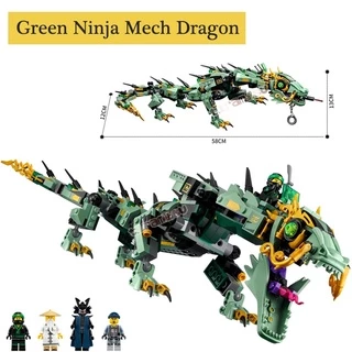 0606051 Dragão Verde Ninja Mech 544pcs Compatível 70612 Ninjago Lumilipad Mecha Blocos De Construção Tijolos Laruan Regalobricks Brinquedos Presente