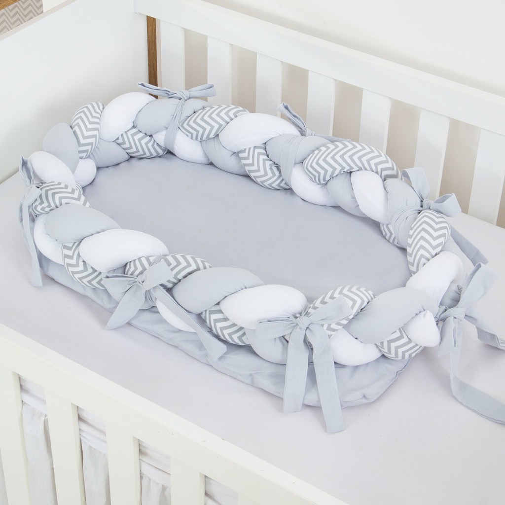 Baby Decoração - Ninho para bebê redutor de berço Percal Cinza