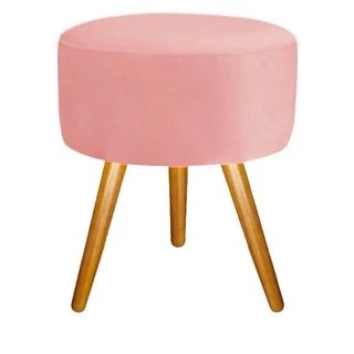 Puff Puf Banqueta Para Maquiagem Suede Rosê Para Decoração De Sala E Quarto