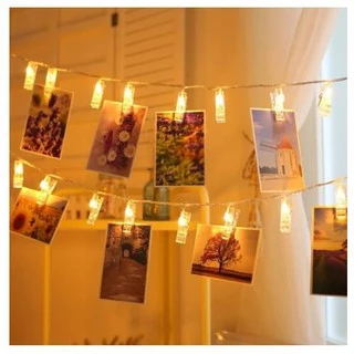 Varal De Fotos Cordão Branco Quente Luminoso Pregador 10 Leds Pilha Porta retrato