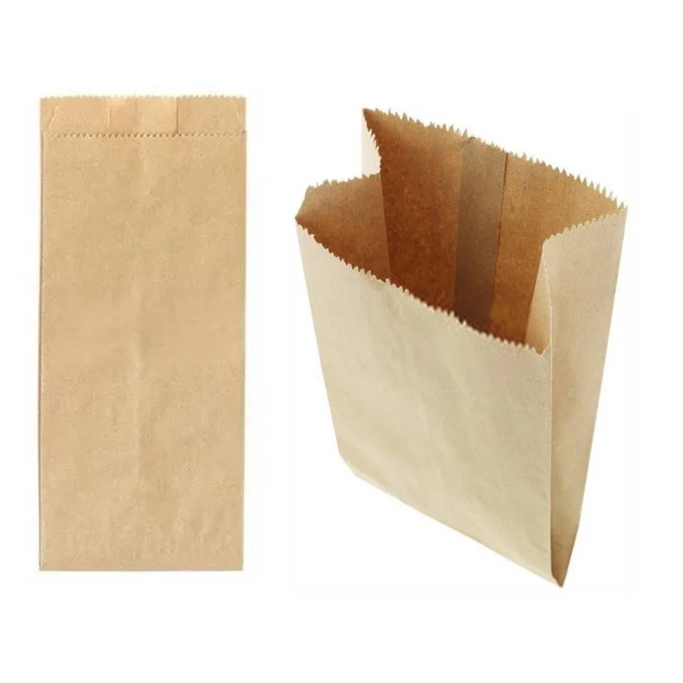 50 Unidades 1/2kg -1kg- Saquinho, Saco Marrom Papel Kraft Para Pastel ...
