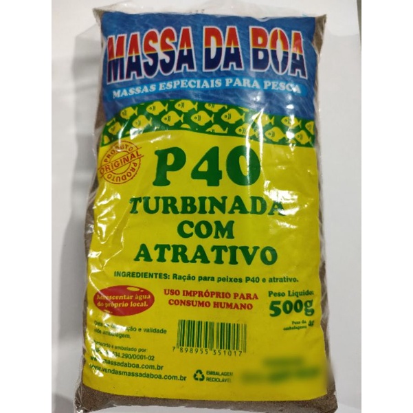 ISCA PARA PESCA DE TILÁPIAS MASSA DA BOA 500g - BANANA E MEL E P40 TURBINADA