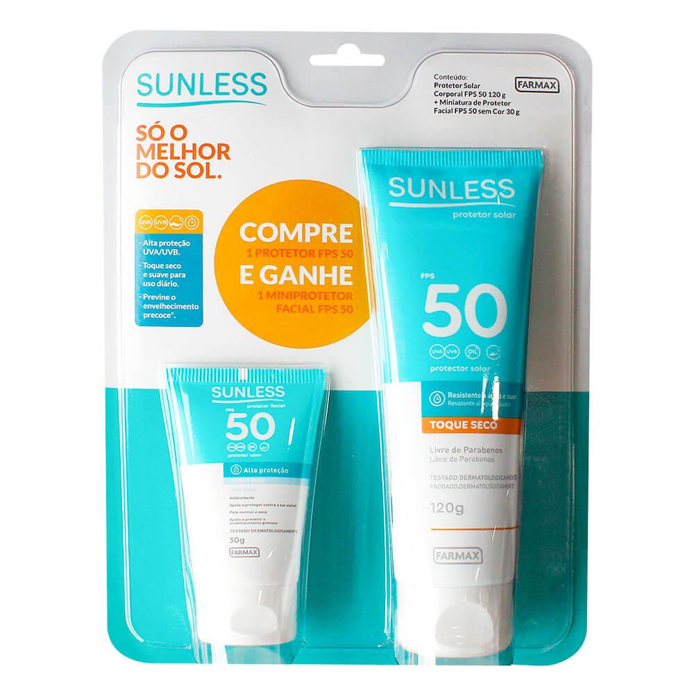 Kit Protetor Solar Corporal FPS 50 + Protetor Solar Facial Sunless