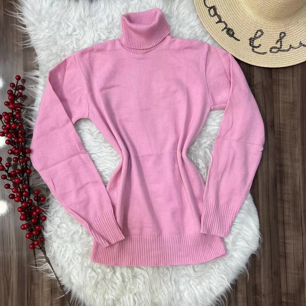 Blusa Cacharrel De Frio Feminina Gola Alta Liso De Linho