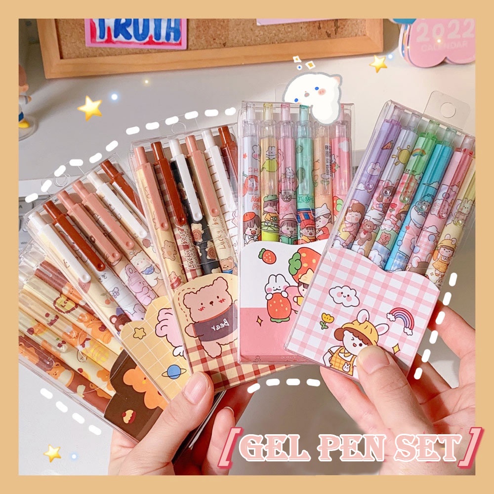 12 Pcs/Lot Milky Gel Pen Kawaii Cow Pens Canetas Escolar Japanese  Stationery New
