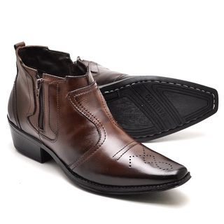 Bota Country Texana Em Couro Legitimo Solado Costurado Antiderrapante