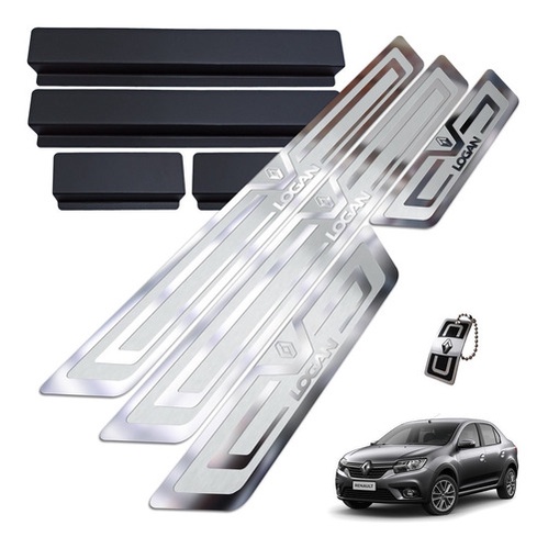 Soleiras Logan 2020 Em Aço Inox Cromadas + Vinil E Brinde