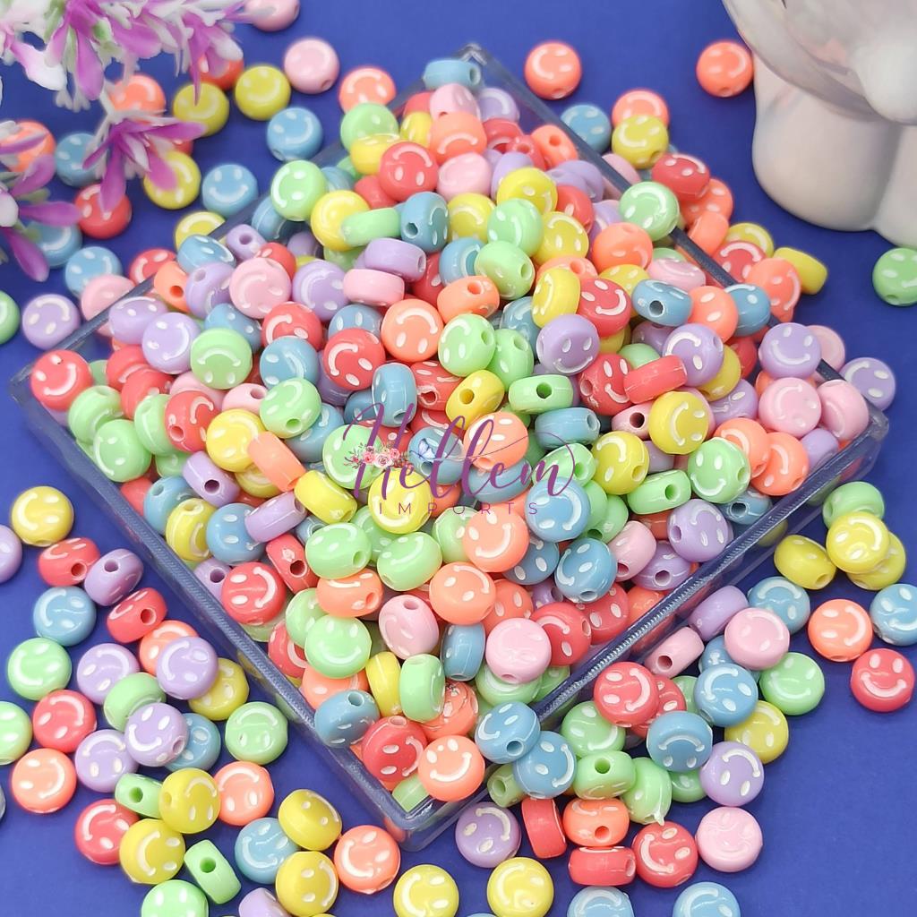 Mix Smile Achatado 7mm Colorido Candy Furo Passante (50g) | Shopee