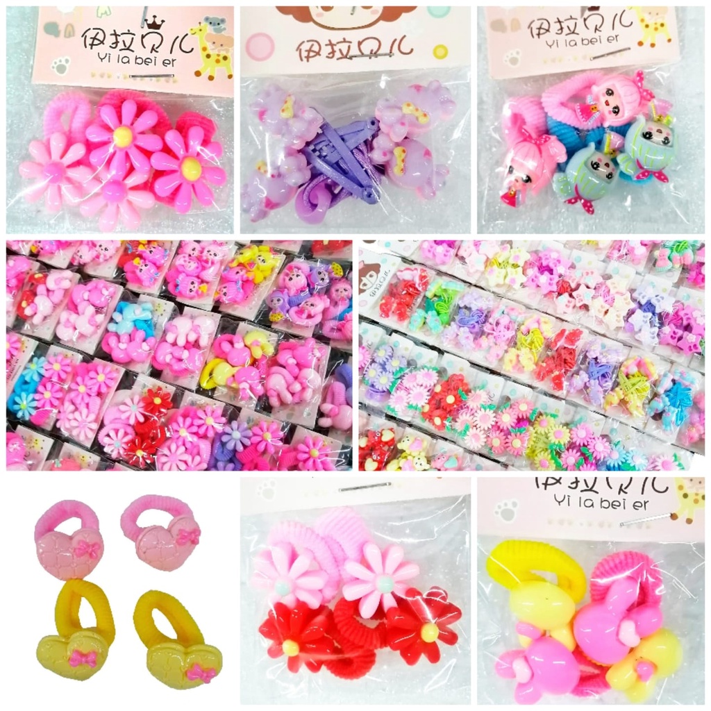 kit de 4 xuxinha rabico/prisilha de Cabelo infantil colorida com ...