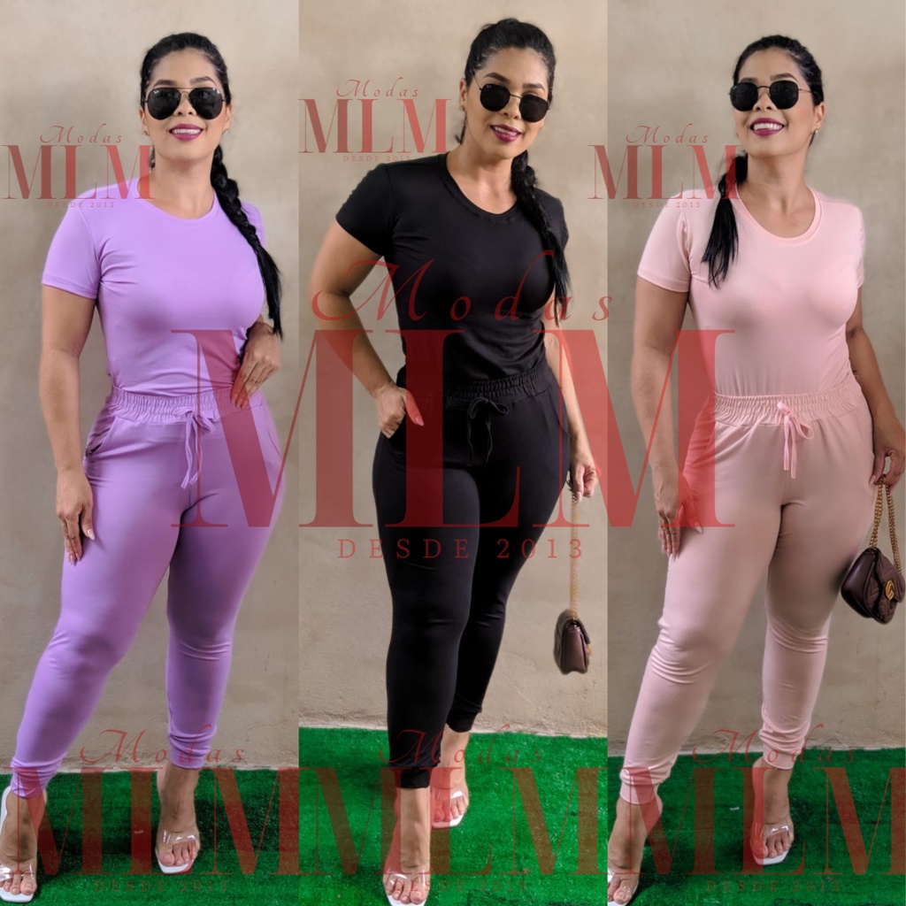 Conjunto Suede Light Suave Calça Jogging Blusa Babylook Confortável Joguer Fardamento Blusinha