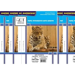 Papel ADESIVO GLOSSY 80g kit com 40 folhas A4 MASTERPRINT