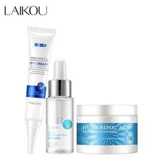 LAIKOU Hyaluronic Acid Skin Care Face Cream Eye Cream Lifting Anti-aging 3pcs Set em Oferta na Shopee