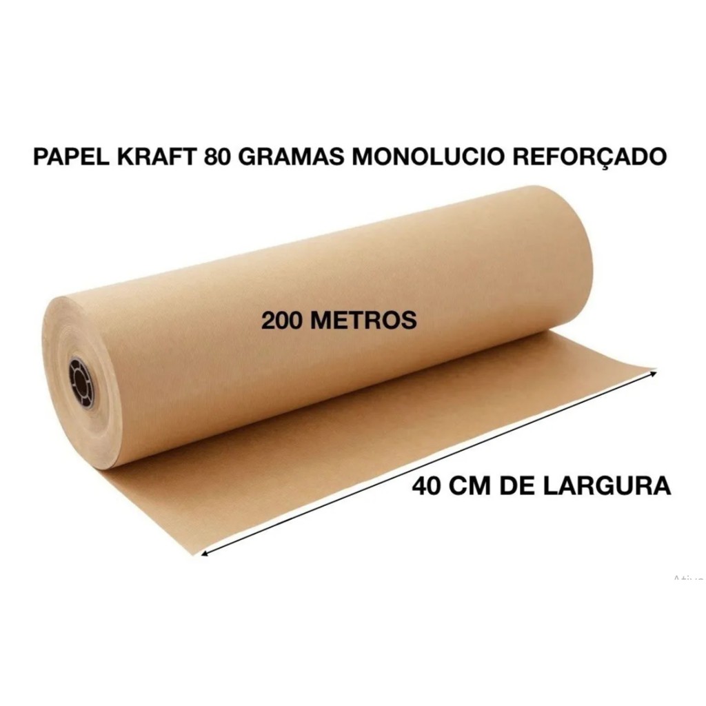 Papel Kraft 40cm De Largura x 150 Metros Gramatura 80 Monolúcido