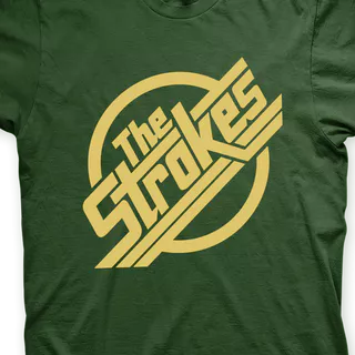 Camiseta The Strokes Musgo e Dourado em Silk 100% Algodão
