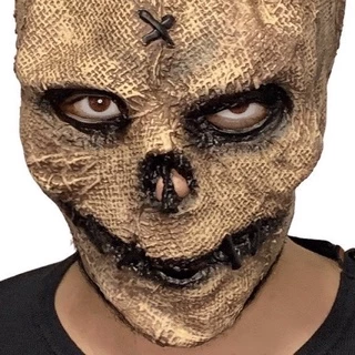 Máscara Realista Crânio Costurado Caveira | Dr Jonathan Crane Scarecrow Espantalho do Batman em Látex pronta-entrega - DC COMICS | Mascara de Esqueleto Terror Horror Fantasia luxo Halloween Cosplay Espantalho Cranio Caveira envio imediato pronta entrega