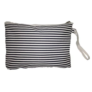Necessaire Listras Navy Azul/branco C/ Alça bolsa de viagem organizadora grande