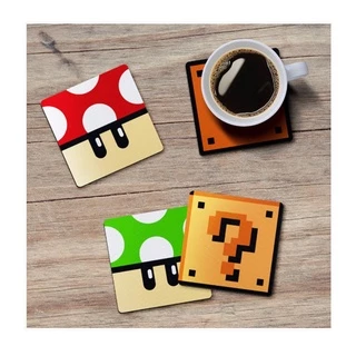 Porta Copos Jogo Kit 4 Unidades Gamer Geek Nerd Colecionável Decoração