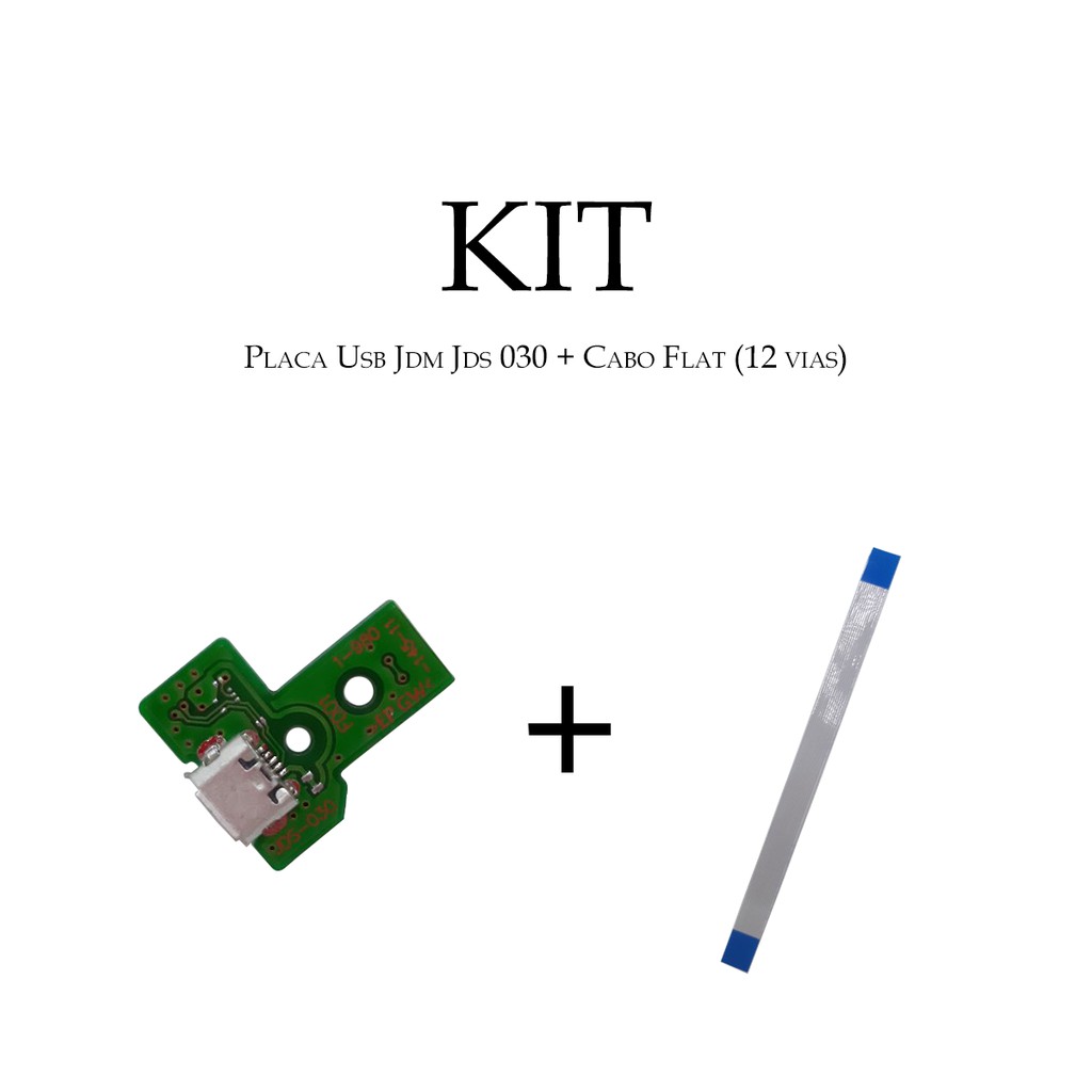Kit Reparo Controle Ps4 Placa Usb Conector Jds-030 + Cabo Flat 12 Vias