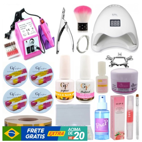 Kit Unha Gel Completo Manicure Unhas Cabine Profissional com Cabine e ...