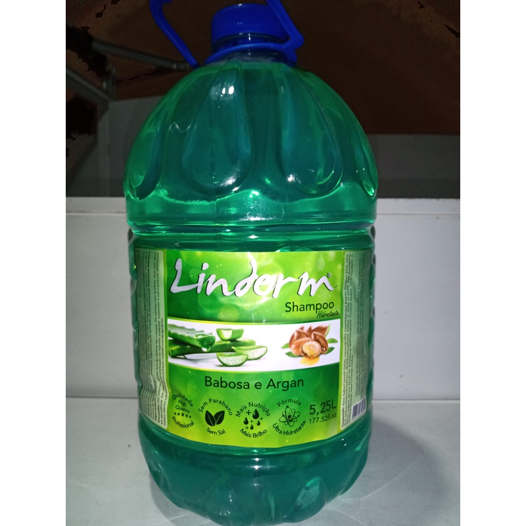 Shampoo hidratante babosa e argan Linderm 5,250ML | Shopee Brasil