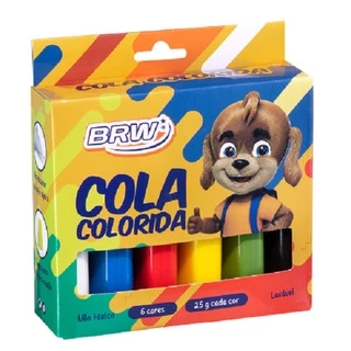 Caixa Com 6 Cores de Cola Colorida BRW