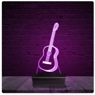 Luminária e Abajur Acrílico Led - Violão Clássico Música