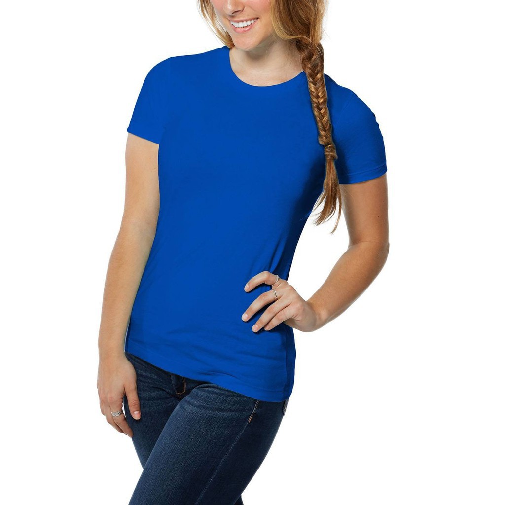 Camiseta Camisa Baby Look Azul Royal Feminina Básica 100% Algodão