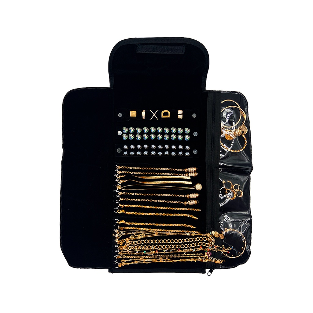 Mostruário Pasta Para Joias E Bijuterias Com zíper Interno Aveludado