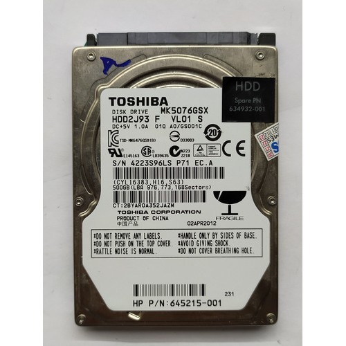 Toshiba Hd Mk5076gsx 500gb Sata (ml128) | Shopee Brasil