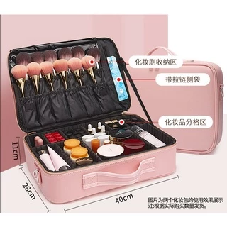 Maleta de Maquiagem Profissional Com Divisória Organização Make Grande Rosa BL1220
