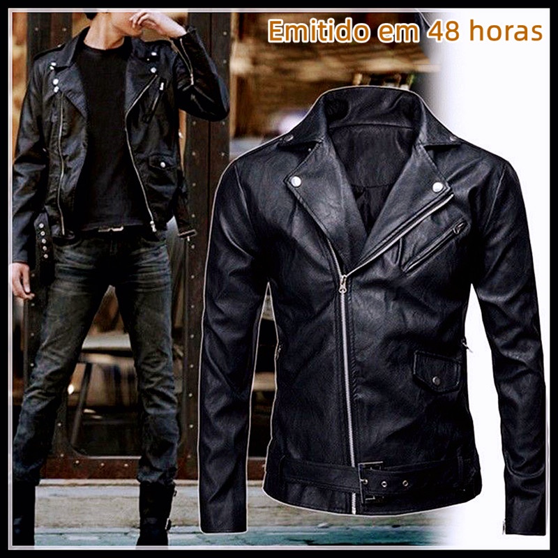 Jaqueta de couro masculina hot sale original