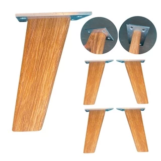Pé Retro madeira maciça para móveis com Base Metal 15cm 4Un