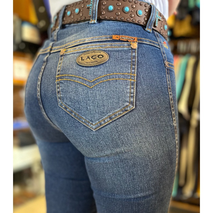 Calça laço jeans store feminina