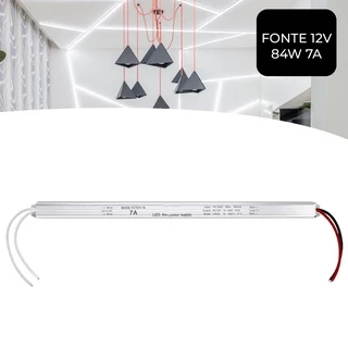 Fonte Slim Driver Para Perfil Fita Led 12v 7a 84w