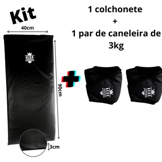 kit colchonete preto + tornozeleira/caneleira peso de 3kg preto - par - Lord Império