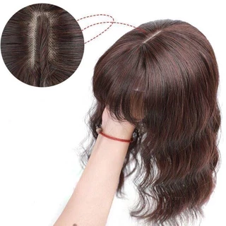 Cabelo Topper Fechamento Curto Clipe Na Extensão Do Onda De Água Preto Marrom Misturado Peruca De Sintético Para As Mulheres