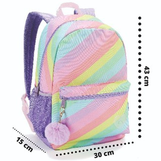 Mochila Feminina Juvenil Escolar Pequena de Costas