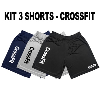 Kit com 3 Shorts Bermuda Calção CrossFit Treino Academia Corrida Fit - Bombey