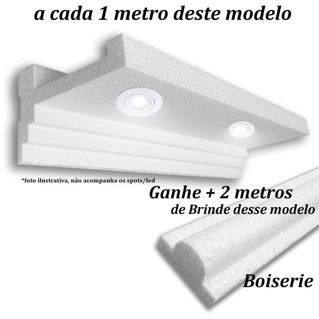 Sanca Spot E Led Roda Teto Isopor Kit 3 mts Roda Forro Moldura modelo ...