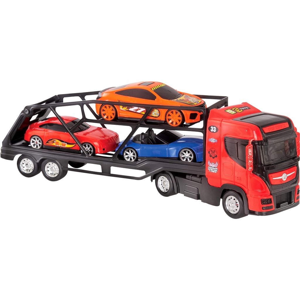 Kit 3 Carreta Cegonheira Caminhão Brinquedo Com 2 Carrinhos Cada Cegonheira