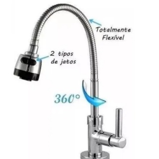 Torneira Gourmet Cozinha Flexível Duplo Jato Mesa Bancada Pia
