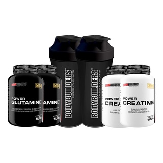 KIT 2x Power Glutamina 100g, 2x Power Creatina 100g, 2x Coqueteleiras - Bodybuilders