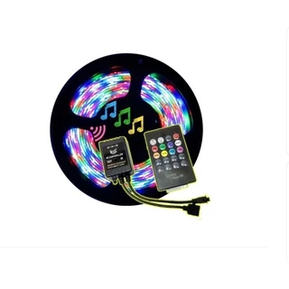 Fita Led Rgb 3528 Colorida 5m Ip65 + Controladora Musical Controle Rítmico Batida Música Som Automotivo
